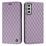 For Samsung Galaxy S21 5G S11 RFID Diamond Lattice Flip Leather Phone Case(Purple)