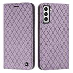 For Samsung Galaxy S21 FE 5G S11 RFID Diamond Lattice Flip Leather Phone Case(Purple)