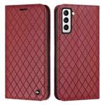 For Samsung Galaxy S21 Plus 5G S11 RFID Diamond Lattice Flip Leather Phone Case(Red)