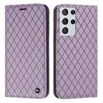 For Samsung Galaxy S21 Ultra 5G S11 RFID Diamond Lattice Flip Leather Phone Case(Purple)
