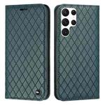 For Samsung Galaxy S22 Ultra 5G S11 RFID Diamond Lattice Flip Leather Phone Case(Green)