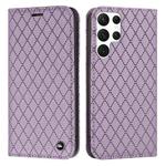 For Samsung Galaxy S22 Ultra 5G S11 RFID Diamond Lattice Flip Leather Phone Case(Purple)
