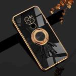 For Huawei Mate 20 6D Plating Astronaut Ring Kickstand Phone Case(Black)