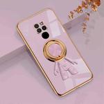 For Huawei Mate 20 6D Plating Astronaut Ring Kickstand Phone Case(Light Purple)
