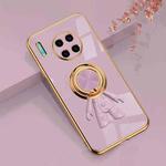 For Huawei Mate 30 6D Plating Astronaut Ring Kickstand Phone Case(Light Purple)