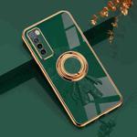 For Huawei nova 7 5G 6D Plating Astronaut Ring Kickstand Phone Case(Night Green)