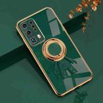 For Huawei P40 Pro+ 6D Plating Astronaut Ring Kickstand Phone Case(Night Green)