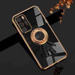 For Huawei P40 Pro 6D Plating Astronaut Ring Kickstand Phone Case(Black)
