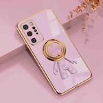 For Huawei P40 Pro 6D Plating Astronaut Ring Kickstand Phone Case(Light Purple)