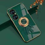 For Huawei P50 Pro 6D Plating Astronaut Ring Kickstand Phone Case(Night Green)