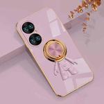 For Huawei P50 6D Plating Astronaut Ring Kickstand Phone Case(Light Purple)