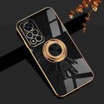 For Honor V40 5G 6D Plating Astronaut Ring Kickstand Phone Case(Black)