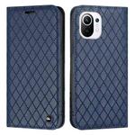 For Xiaomi Mi 11 Lite S11 RFID Diamond Lattice Flip Leather Phone Case(Blue)