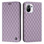 For Xiaomi Mi 11 Lite S11 RFID Diamond Lattice Flip Leather Phone Case(Purple)