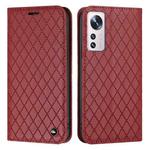 For Xiaomi 12 / 12X S11 RFID Diamond Lattice Flip Leather Phone Case(Red)