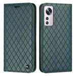 For Xiaomi 12 / 12X S11 RFID Diamond Lattice Flip Leather Phone Case(Green)