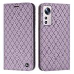 For Xiaomi 12 / 12X S11 RFID Diamond Lattice Flip Leather Phone Case(Purple)