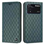 For Xiaomi Poco M4 Pro 4G S11 RFID Diamond Lattice Flip Leather Phone Case(Green)