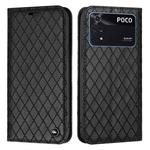 For Xiaomi Poco M4 Pro 4G S11 RFID Diamond Lattice Flip Leather Phone Case(Black)