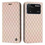 For Xiaomi Poco M4 Pro 4G S11 RFID Diamond Lattice Flip Leather Phone Case(Light Pink)