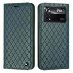 For Xiaomi Poco M4 Pro 5G S11 RFID Diamond Lattice Flip Leather Phone Case(Green)