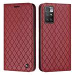 For Xiaomi Redmi 10 / 10 Prime / 10 2022 S11 RFID Diamond Lattice Flip Leather Phone Case(Red)