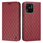 For Xiaomi Redmi 10C S11 RFID Diamond Lattice Flip Leather Phone Case(Red)