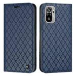 For Xiaomi Redmi Note 10 4G / Note 10S S11 RFID Diamond Lattice Flip Leather Phone Case(Blue)