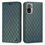 For Xiaomi Redmi Note 10 4G / Note 10S S11 RFID Diamond Lattice Flip Leather Phone Case(Green)