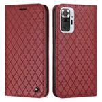 For Xiaomi Redmi Note 10 Pro / 10 Pro Max S11 RFID Diamond Lattice Flip Leather Phone Case(Red)