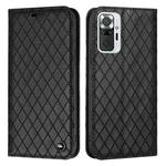 For Xiaomi Redmi Note 10 Pro / 10 Pro Max S11 RFID Diamond Lattice Flip Leather Phone Case(Black)