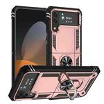 For Samsung Galaxy Z Flip4 Shockproof TPU + PC Phone Case with Holder(Rose Gold)