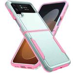For Samsung Galaxy Z Flip4 Pioneer Armor Heavy Duty PC + TPU Phone Case(Green Pink)