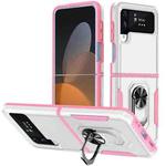For Samsung Galaxy Z Flip4 Pioneer Armor PC + TPU Phone Case with Holder(White)