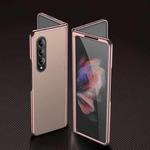 For Samsung Galaxy Z Fold4 Plating Leather Phone Case(Rose Gold)