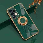 For Samsung Galaxy A33 5G 6D Plating Astronaut Ring Kickstand Phone Case(Night Green)