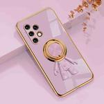 For Samsung Galaxy A32 6D Plating Astronaut Ring Kickstand Phone Case(Light Purple)