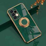 For Samsung Galaxy A72 6D Plating Astronaut Ring Kickstand Phone Case(Night Green)