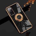 For Samsung Galaxy S20 FE 6D Plating Astronaut Ring Kickstand Phone Case(Black)