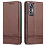 For Xiaomi 12 Lite AZNS Magnetic Calf Texture Leather Phone Case(Dark Brown)