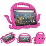 For Amazon Kindle Fire HD 7 2019 / 2017 / 2015 Octopus EVA Shockproof Tablet Case with Screen Film & Shoulder Strap(Rose Red)