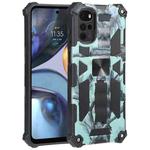 For Motorola Moto G22 Camouflage Armor Kickstand Magnetic Phone Case(Mint Green)