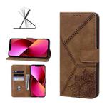 Geometric Mandala Embossed Leather Phone Case For iPhone 13(Brown)