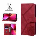 Geometric Mandala Embossed Leather Phone Case For iPhone 13(Red)