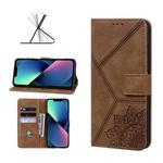 Geometric Mandala Embossed Leather Phone Case For iPhone 13 mini(Brown)