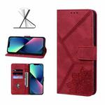 Geometric Mandala Embossed Leather Phone Case For iPhone 13 mini(Red)