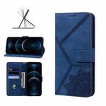 Geometric Mandala Embossed Leather Phone Case For iPhone 12 Pro Max(Blue)