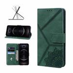 Geometric Mandala Embossed Leather Phone Case For iPhone 12(Green)