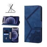 For iPhone 12 mini Geometric Mandala Embossed Leather Phone Case (Blue)