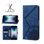 For iPhone SE 2022 / SE 2020 / 8 / 7 Geometric Mandala Embossed Leather Phone Case(Blue)